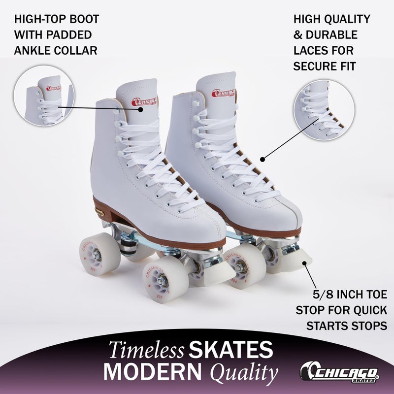 Chicago Skates Chicago Quad Roller Skates for Girls & Boys â€“ Durable, Top Performance Indoor/Outdoor Use or Roller Derby - Classic Deluxe Leather High-Top Boots with 60mm Urethane Wheels & Semi-Precision Bearings - Image 4